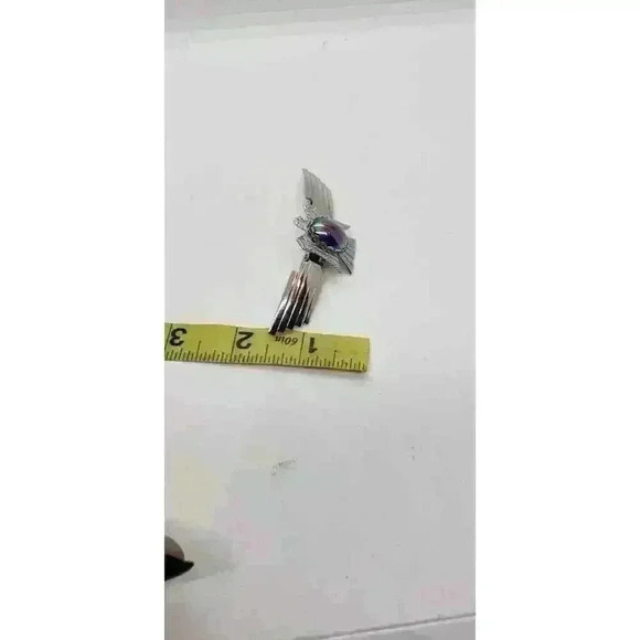 Vtg Hondo Clip Shirt Collar Tie Southwest Eagle & Rainbow Hematite Wil-Aren - Picture 5 of 5